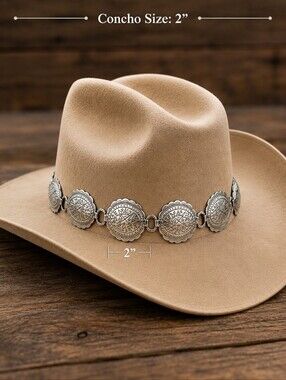 VTG Southwestern Silvertone Concho Hat Band